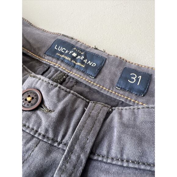 Lucky Brand 410 Athletic Fit Pants Mens 31x32 Khaki Chino Stretch Straight-Leg - Picture 1 of 10